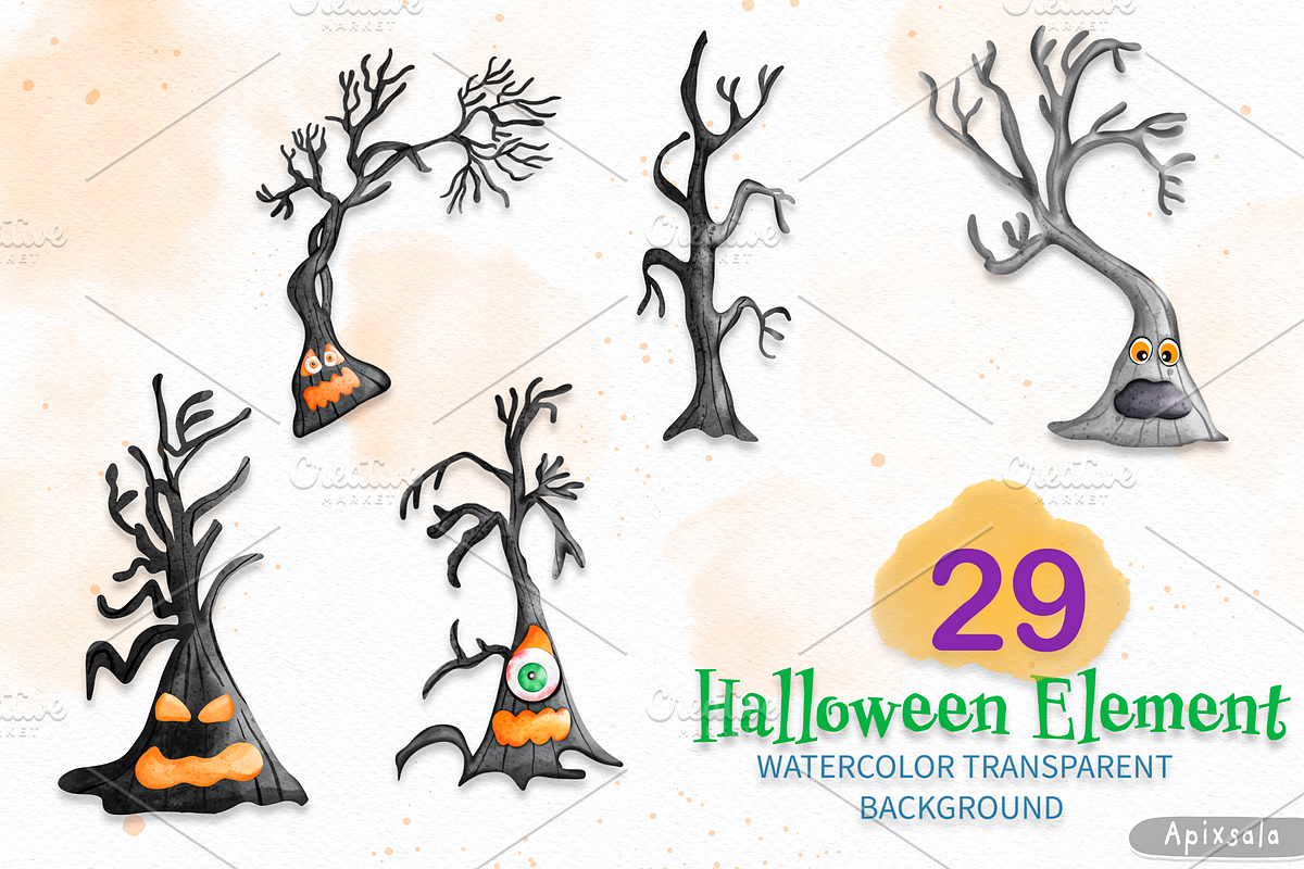 Haunted House Halloween Clipart, a Decorative Illustration by Apixsala (Photo 6 of 14)