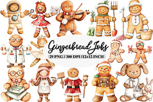 Christmas Gingerbread Jobs Clipart, an Icon by Daily.Designs