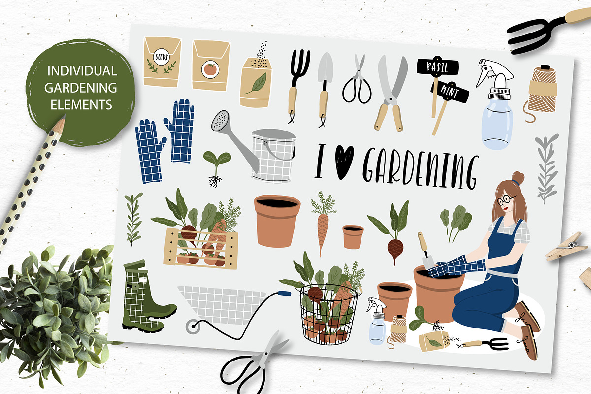 Crazy Plant Lady - gardening set, a Seasonal Illustration by lokko studio (Photo 3 of 5)