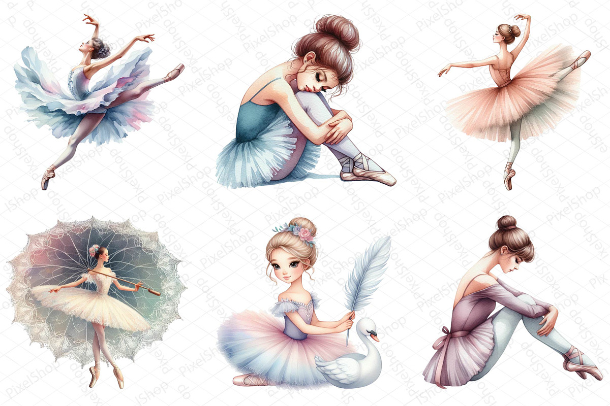Ballerina Watercolor Clipart, an Illustration by DreamPrint404 (Photo 2 of 4)