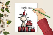 Whimsical Christmas Reindeer Clipart, an Illustration by Creative Art (Thumbnail 11 of 13)
