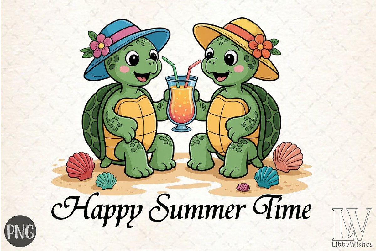 Happy Summer Time, Summer Turtles PN, an Illustration by Libby Wishes (Photo 1 of 6)