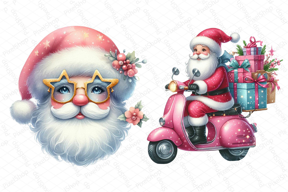 Pink Trendy Christmas Santa Png, an Illustration by DreamPrint404 (Photo 6 of 6)
