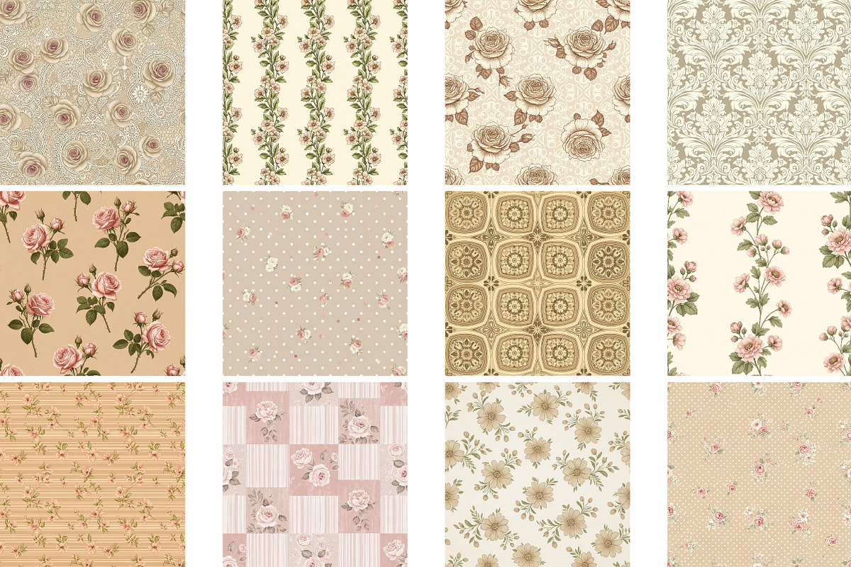 Beige Floral Seamless Pattern Bundle, a Pattern Graphic by Wow Magic (Photo 3 of 3)