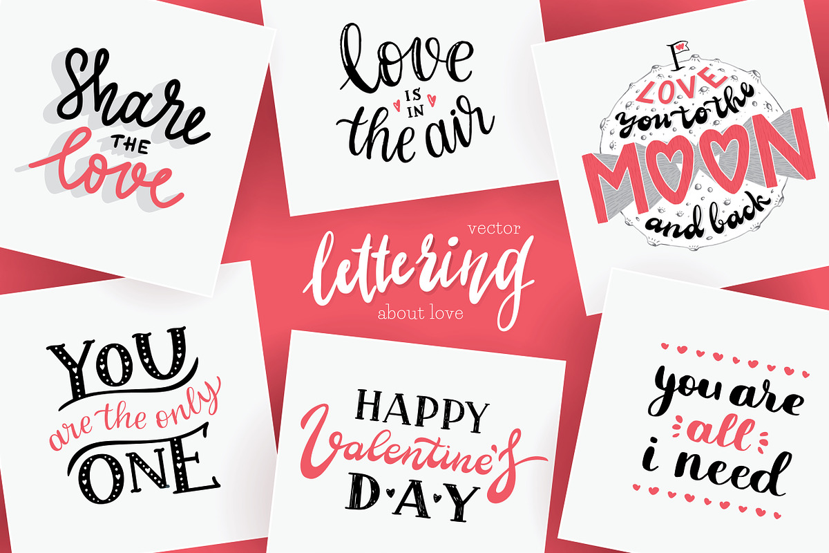 Letterings for Valentine's day, a Graphic by redcollegiya design (Photo 1 of 5)