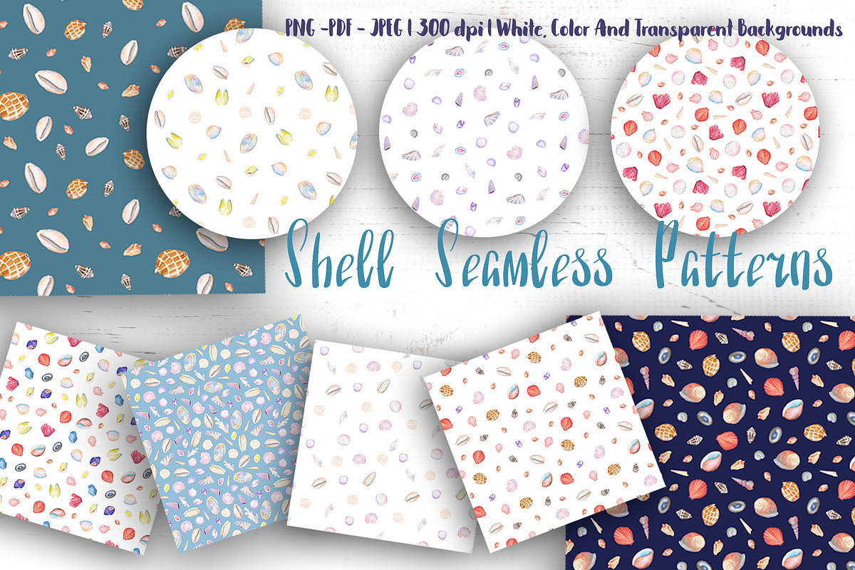 Watercolor Seashell Seamless Pattern, a Pattern Graphic by RabbitAndPencil (Photo 1 of 6)