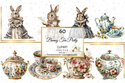 Watercolor Bunny Tea Party Clipart, an Illustration by NiiiNArt (Thumbnail 8 of 10)