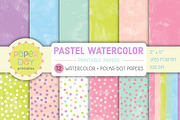Pastel Watercolor Paper Pack, a Texture Graphic by Paper Day Printables (Thumbnail 1 of 4)