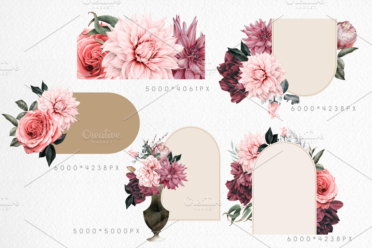 WATERCOLOR BUNDLE Peonies & Roses, an Illustration by ollalya (Photo 78 of 101)