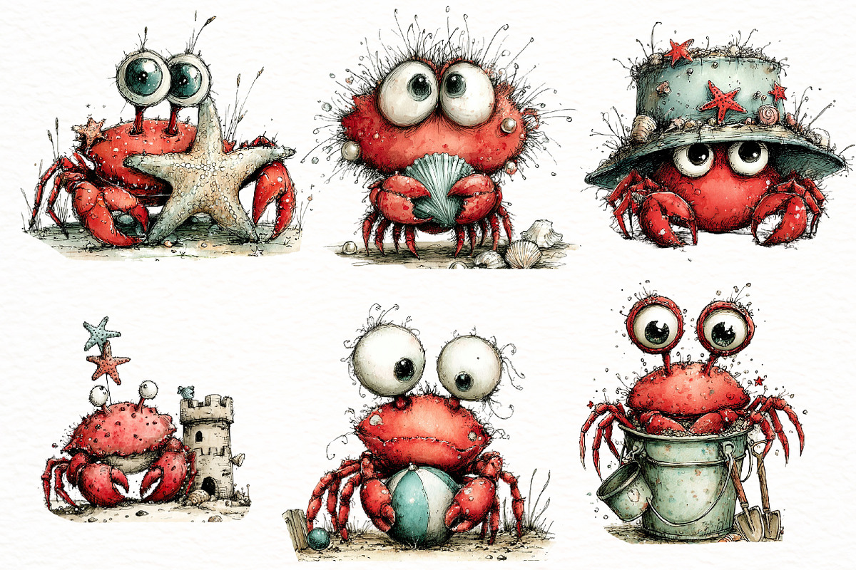 Whimsical summer crab Clipart, an Illustration by Designworld (Photo 6 of 6)
