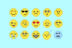 Pixel Art Emoji Icons, a Solid Icon by barsrsind