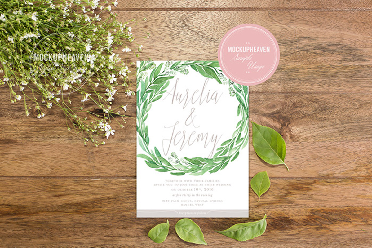 SET of 2 Rustic 5x7 Card Mockup, a Print Template by MockUpHeaven (Photo 3 of 4)