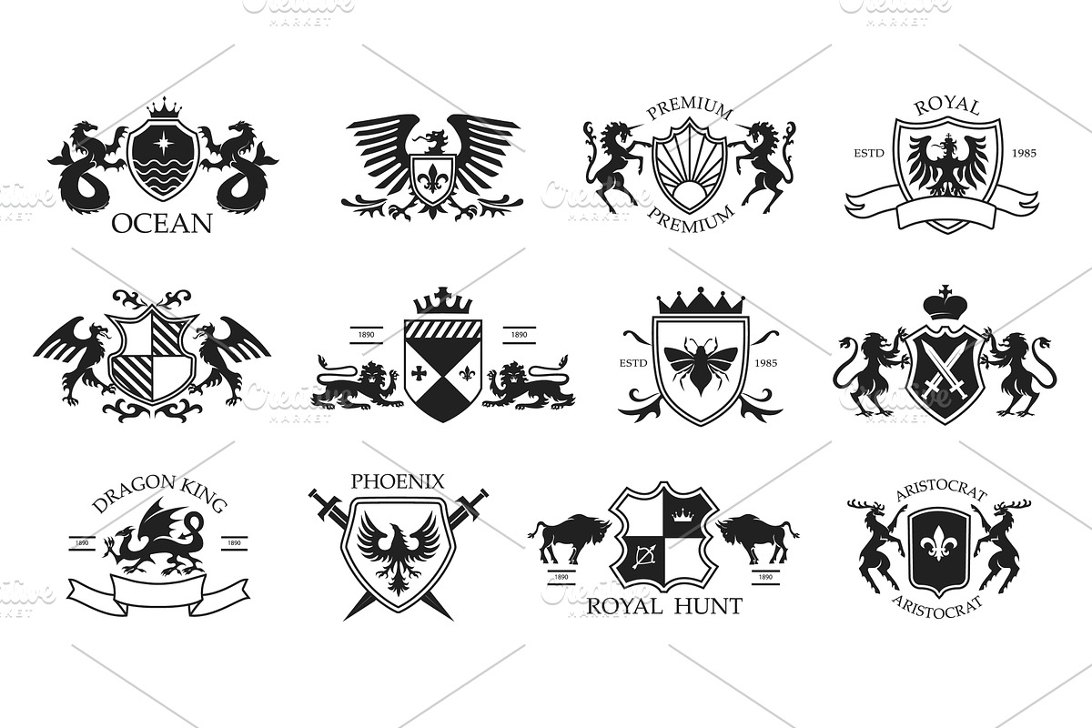 Heraldic animal emblem templates, an Animal Illustration by winwin.art