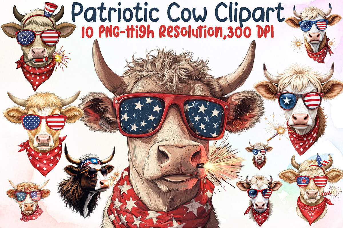 4th of July Heifer Png, Patriotic Co, an Illustration by Sublimation Artist (Photo 1 of 6)