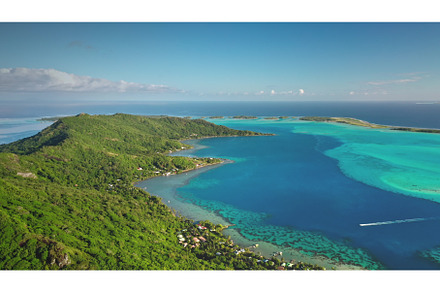 Drone fly above Bora Bora island, a Nature Photo by Goinyk