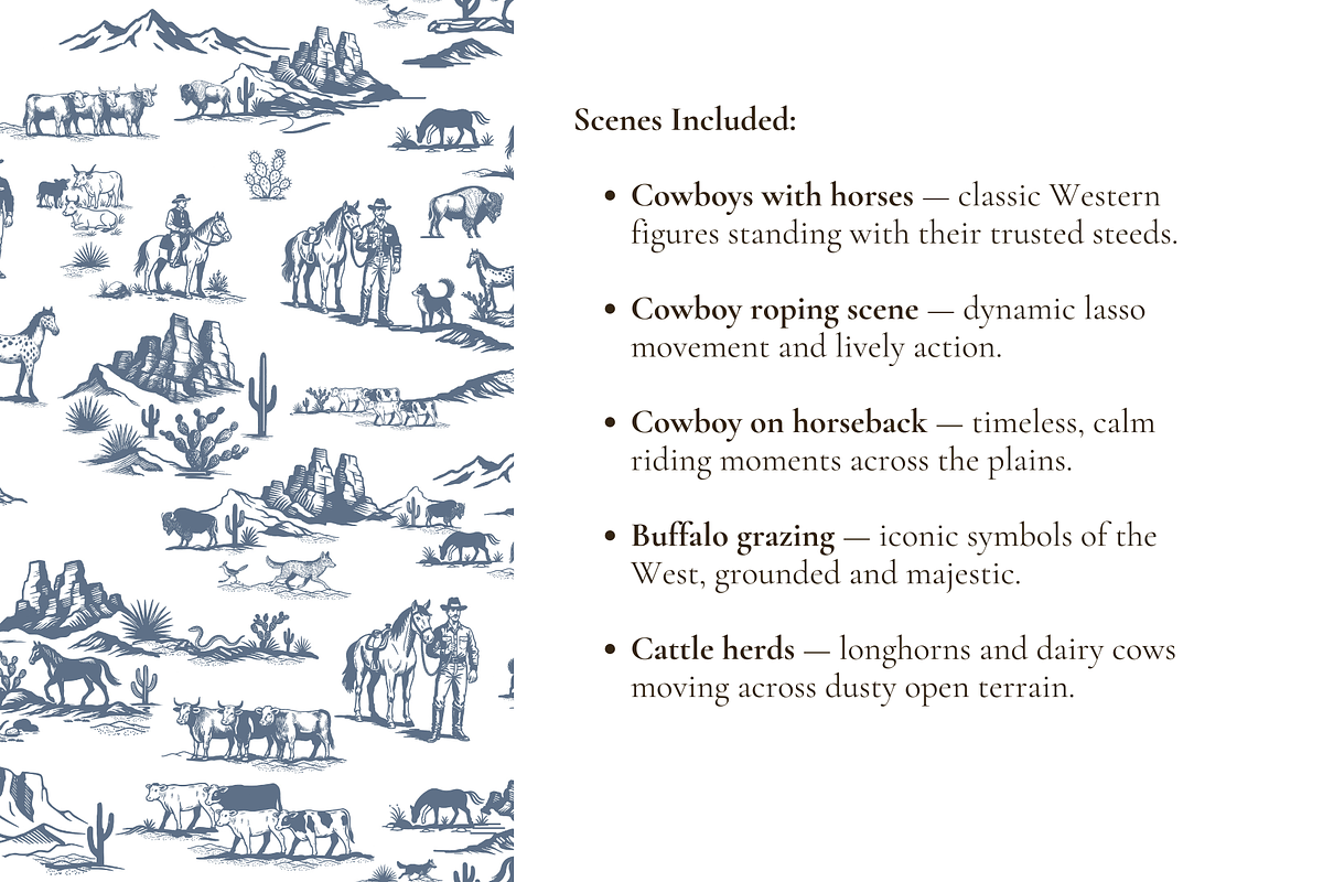 Classic Cowboy Illustrated Pattern, a Pattern Graphic by Hughes Studio (Photo 4 of 9)