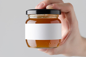 Apricot jam jar mockup JPEG, a Food & Drink Photo by Shablon