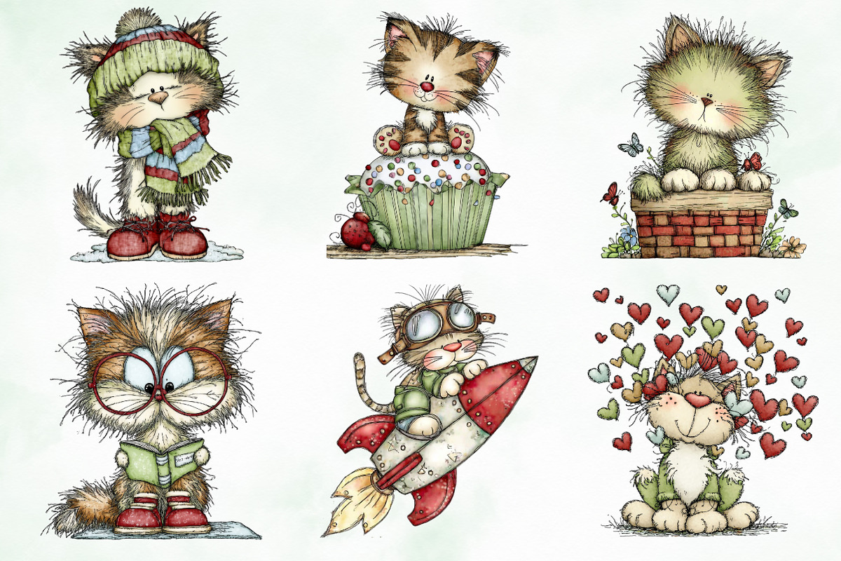 Whimsical Christmas Fluffy Cats PNG, an Illustration by Creative Art (Photo 3 of 12)