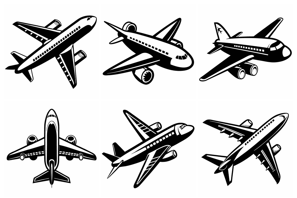 Variety of airplane silhouettes, an Object Graphic by Billah Hub