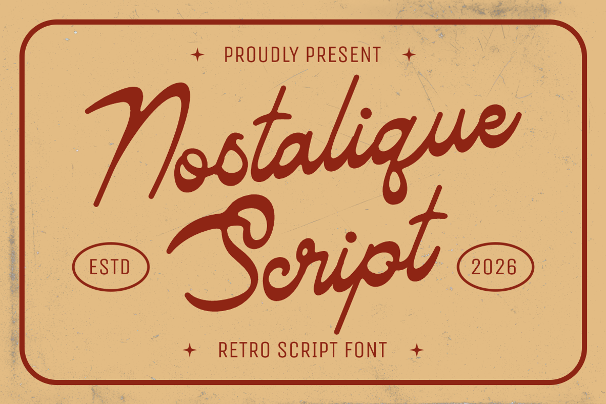 Nostalique Script Retro Script Font, a Font by PutraCetol Studio (Photo 1 of 5)