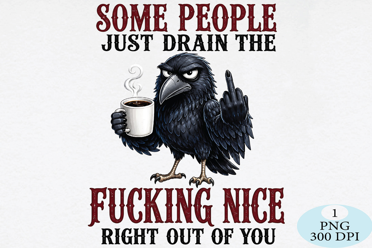 Grumpy Raven PNG, a Seasonal Illustration by Daily.Designs (Photo 1 of 5)