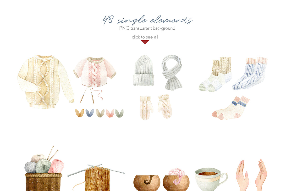 Knitting Watercolor Illustrations, an Illustration by Julia M. Watercolor (Photo 2 of 11)