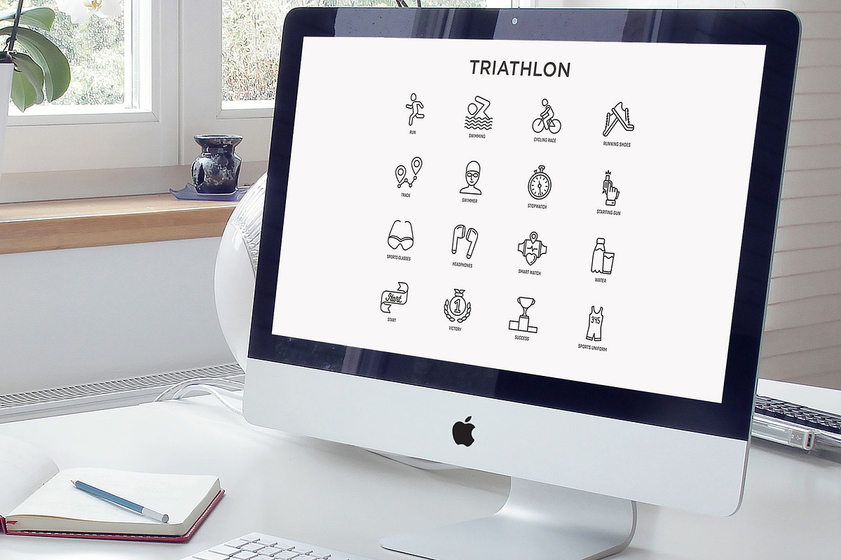 Triathlon | 16 Thin Line Icons Set, an Outline Icon by Alex Blogoodf (Photo 8 of 11)