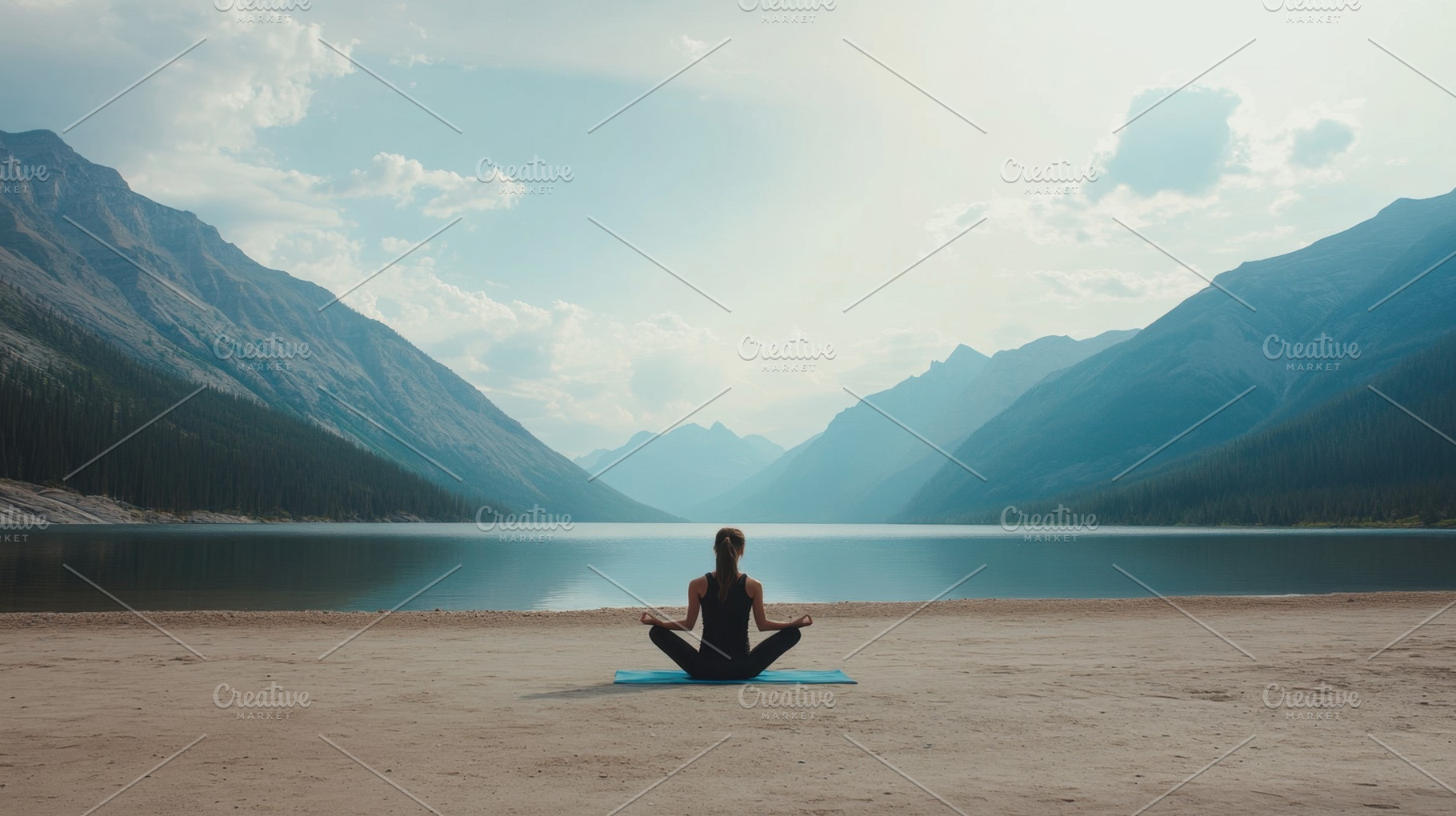 Yoga practice by the lake at dawn, a Photo by Beautiful things