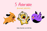 5 Adorable Animal Vectors, an Animal Illustration by artdeone (Thumbnail 1 of 6)