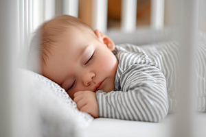 Peaceful baby sleeping in a crib, a Person Photo by MistyDay
