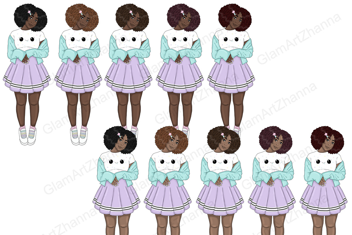 Kawaii Girl Clipart | Planner Girl, a Person Illustration by GlamArtZhanna (Photo 2 of 5)