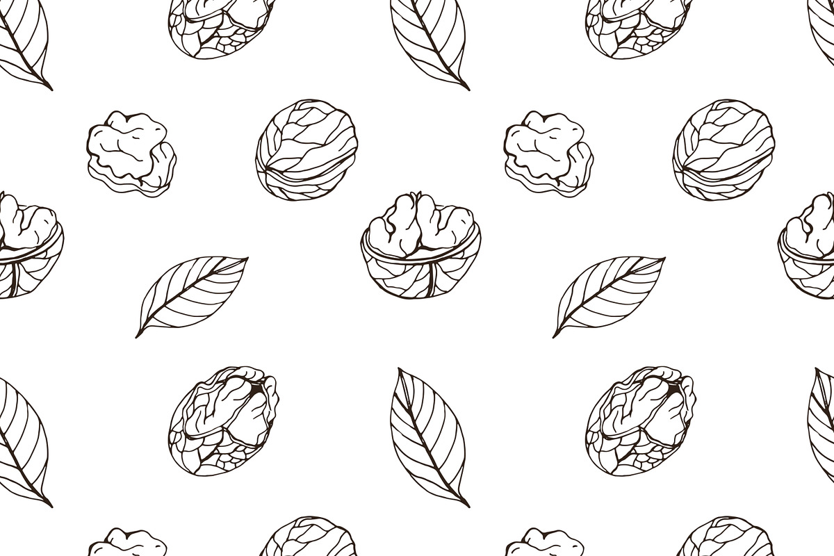 Nuts set + seamless patterns, a Food Illustration by Good Studio (Photo 4 of 8)