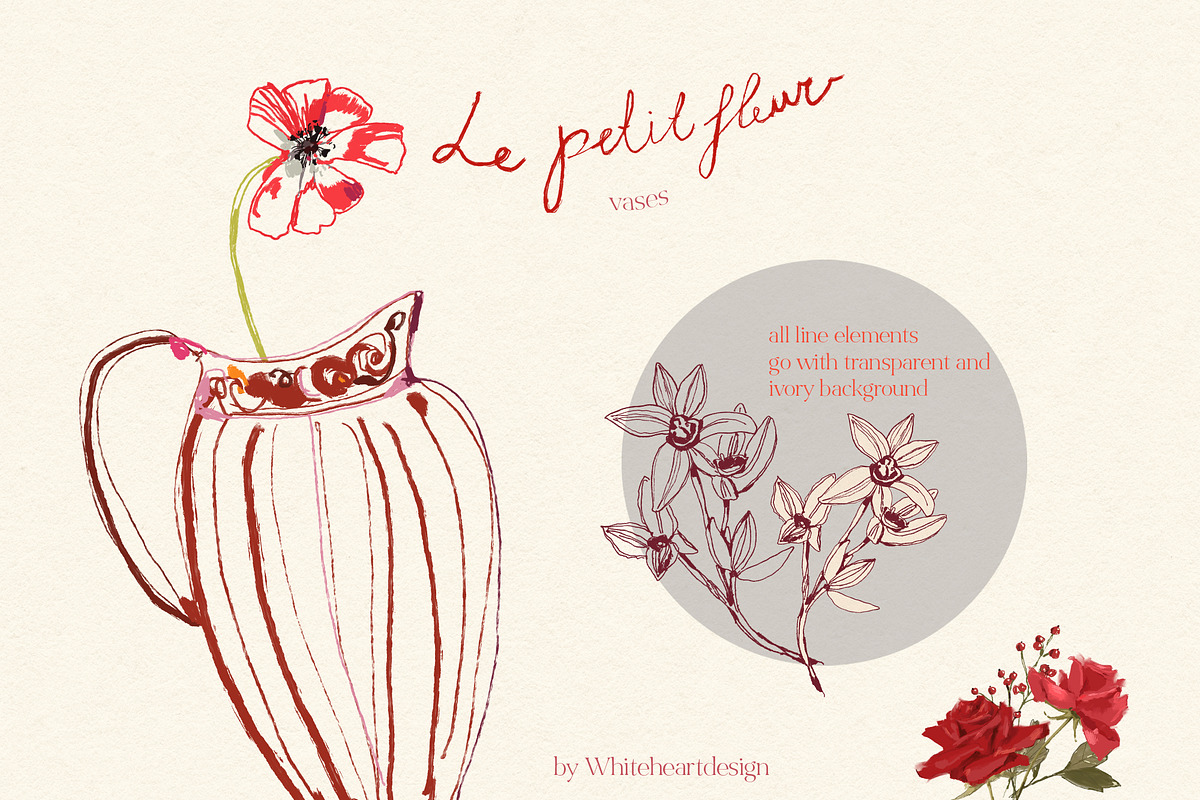 Red Burgundy Flowers PNG, a Decorative Illustration by whiteheartdesign (Photo 9 of 17)