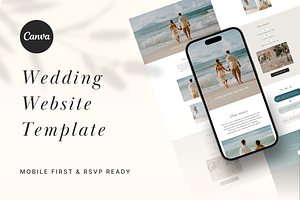 Seafoam Green Wedding Website Canva, a Landing Page Template by batang