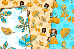 Autumn Girls Digital Paper