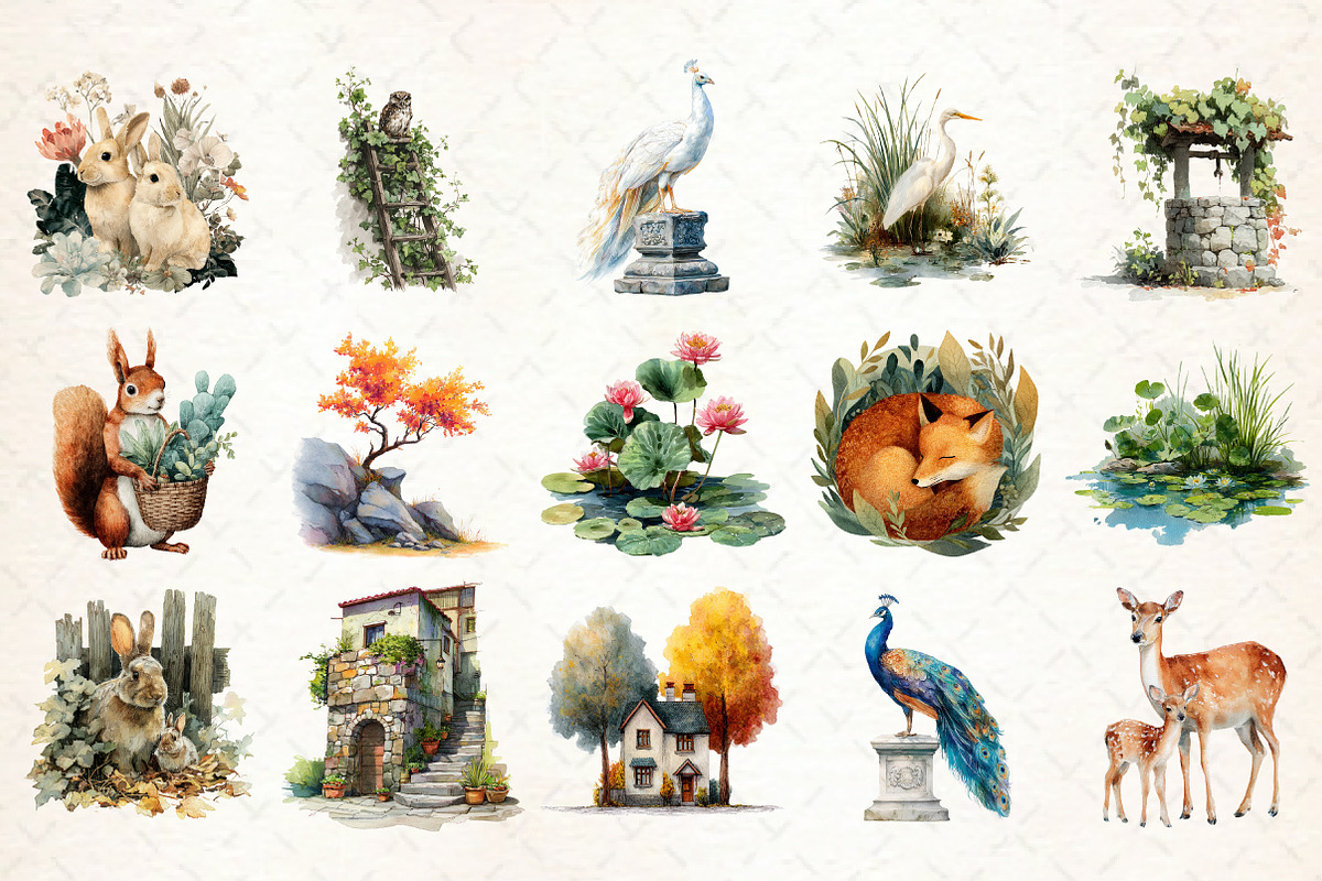 Watercolor Animals Garden Illustrati, an Illustration by Libby Wishes (Photo 3 of 7)