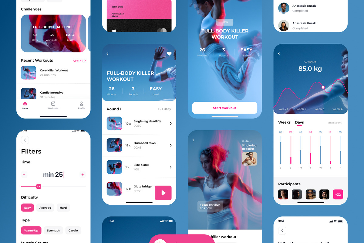 Be Fit - Fitness App UI Kit Template, an App Template by AE.design (Photo 5 of 6)