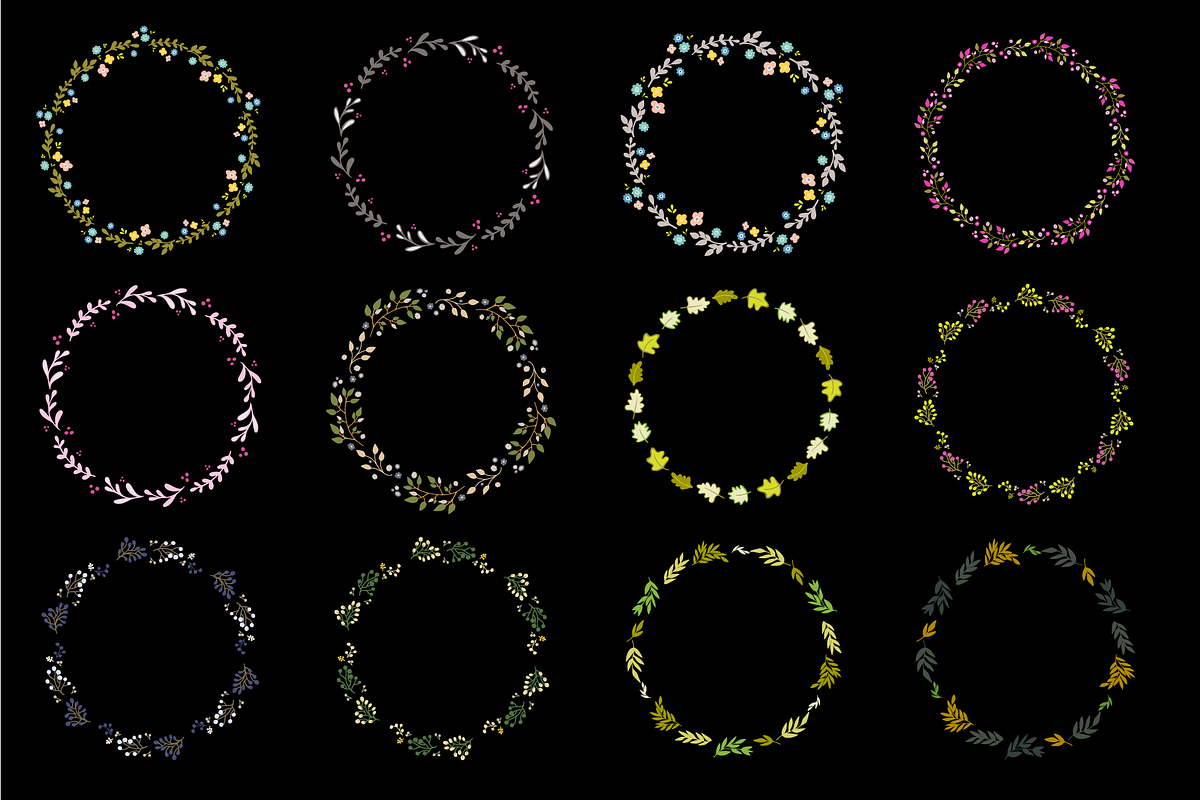 Floral vector AI wreaths and brushes, an Object Graphic by bigmomentsdesign (Photo 11 of 11)