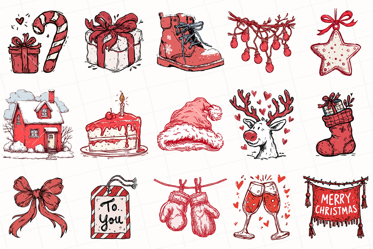 Hand Drawn Christmas Clipart, an Illustration by OK Design (Photo 3 of 6)