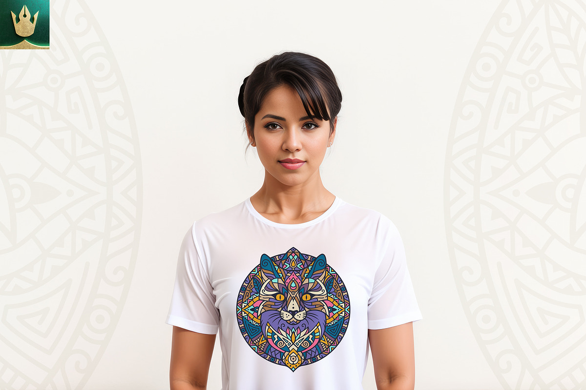 Mandala V2 | Boho Cat Vector Art, an Illustration by pixaroma (Photo 8 of 10)