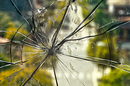 broken glass from a public elevator