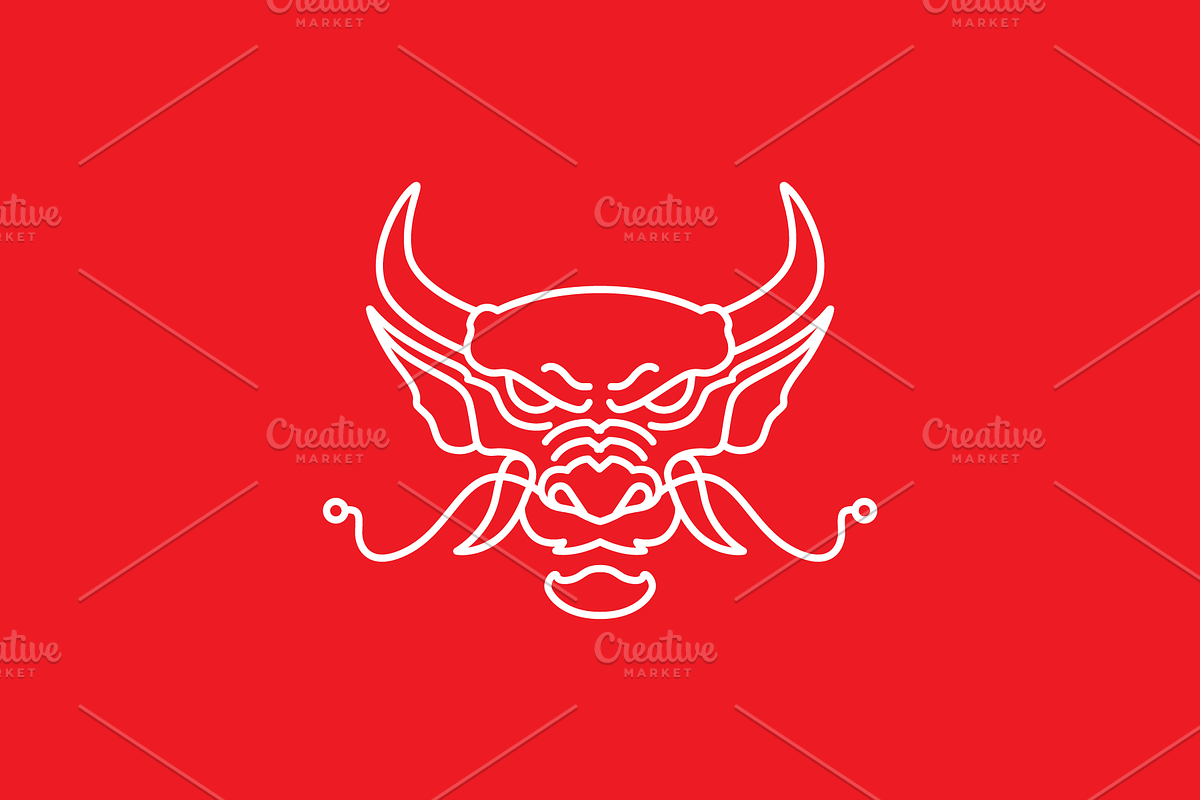 dragon head simple line logo design, a Branding & Logo Template by devastd