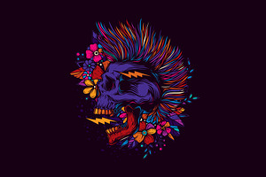 PUNK ROCK SKULL. T-SHIRT DESIGN