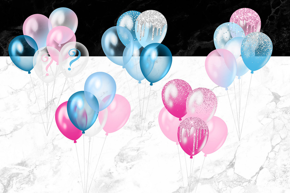 Gender Reveal Balloons Clipart, an Illustration by Digital Curio (Photo 3 of 4)