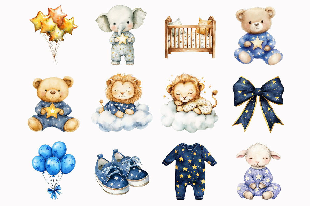 Watercolor Dreamy Animals Clipart, a Seasonal Illustration by Design Market (Photo 3 of 4)