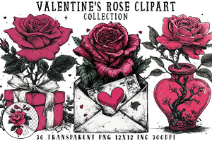 Valentine's Rose Clipart, an Illustration by OK Design