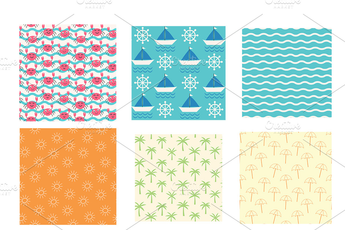 Beach Summer 10 Seamless Patterns, a Pattern Graphic by Yasmine Patterns (Photo 3 of 8)