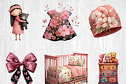 98 Watercolor Baby Girl Clipart, a Person Illustration by LA Design (Thumbnail 2 of 10)