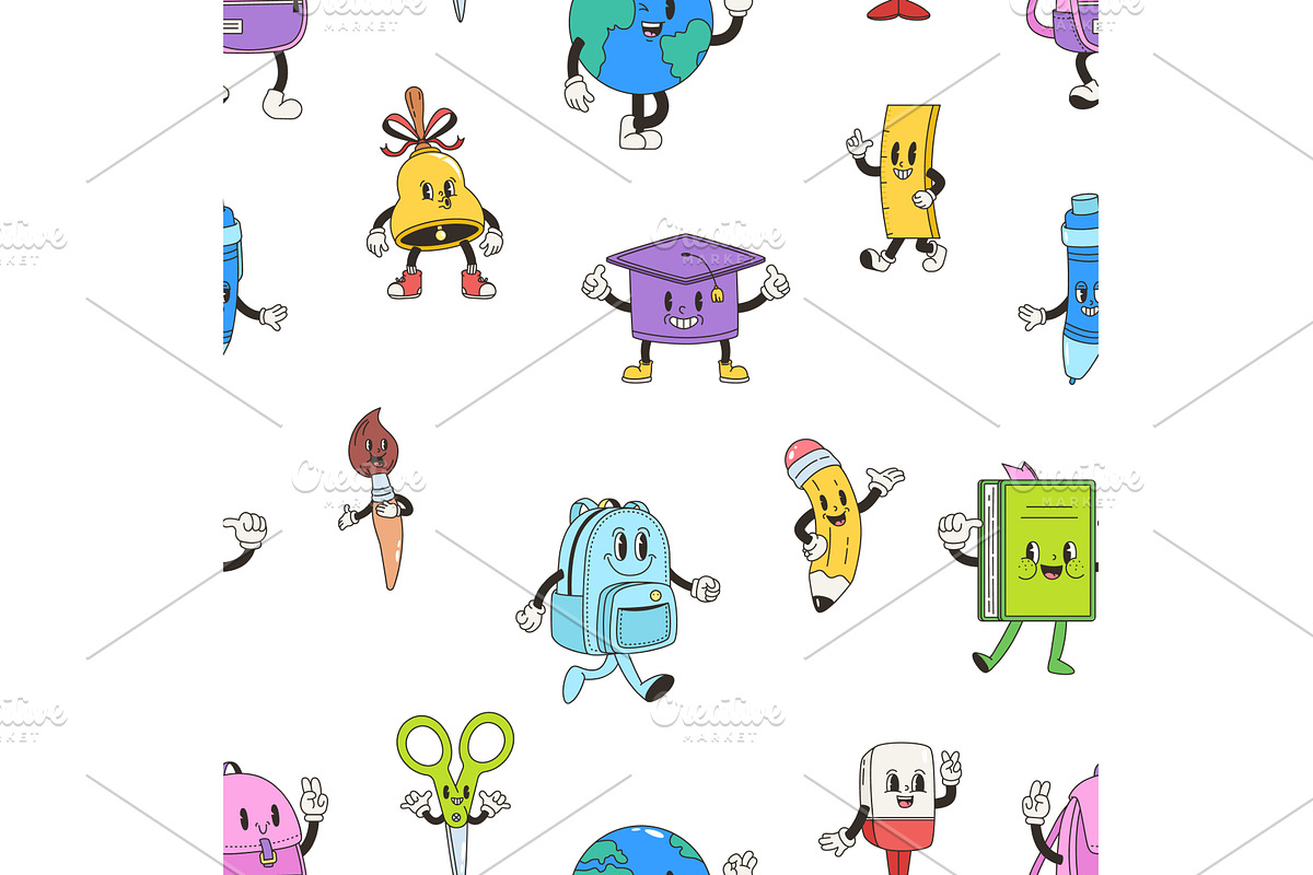 Stationery characters seamless, an Object Illustration by Valerie Bodnar