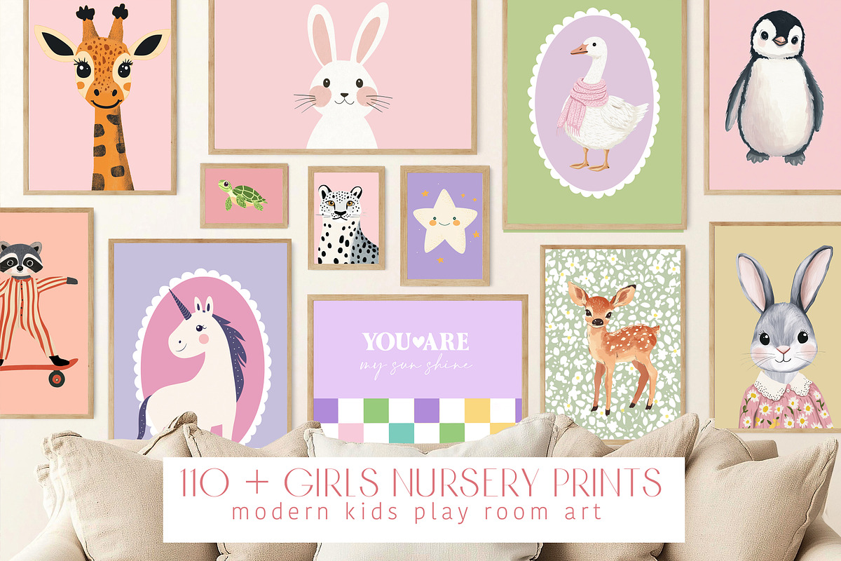 Girls Nursery Prints Bundle, a Background Graphic by Artemsky (Photo 1 of 13)